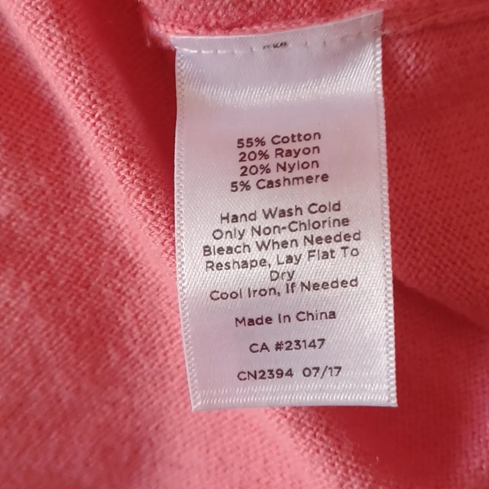 Talbots Tassel Fringe Cashmere Blend Lightweight Sweater Relaxed Fit Pink Coral